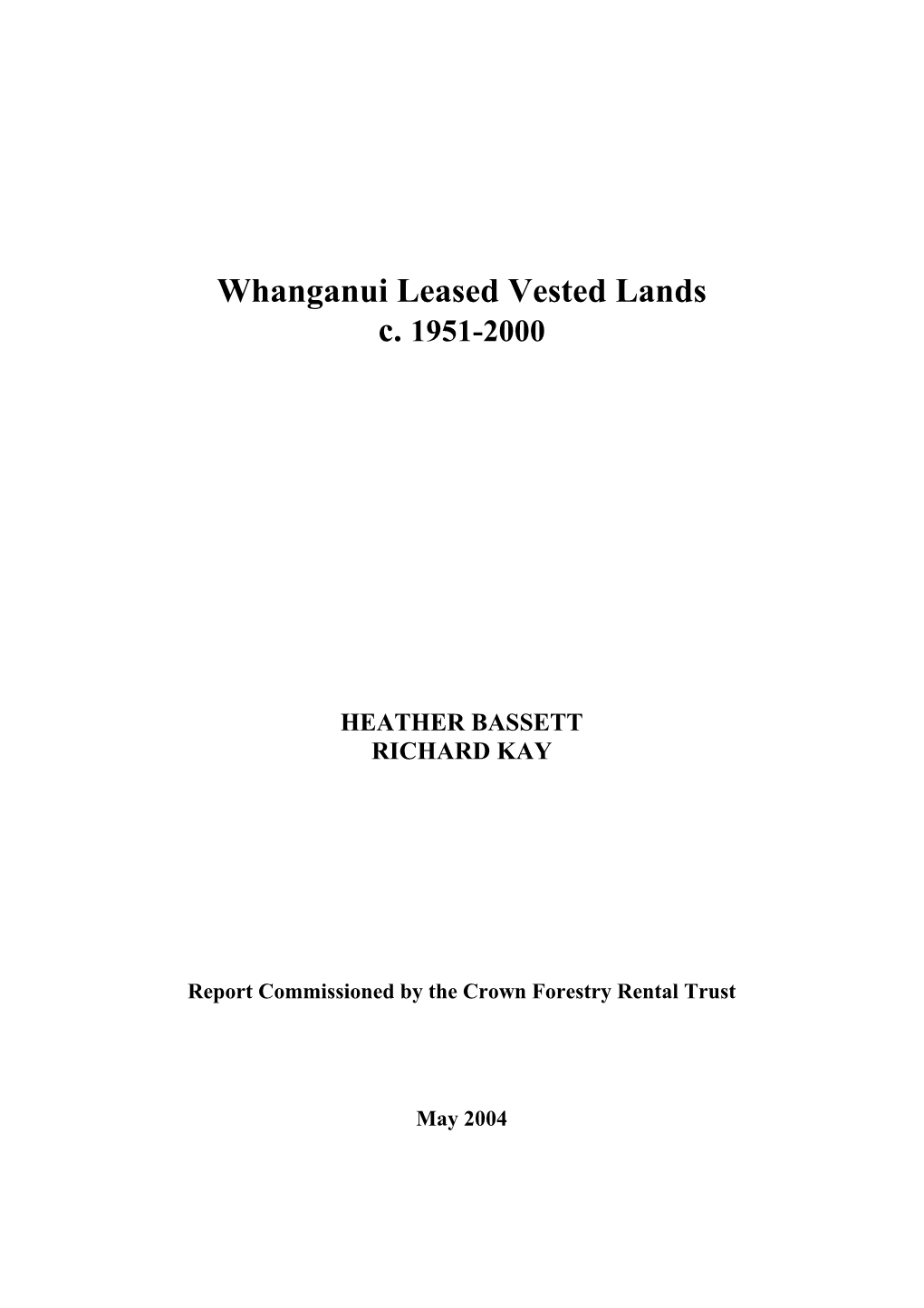 Whanganui Leased Vested Lands C. 1951-2000