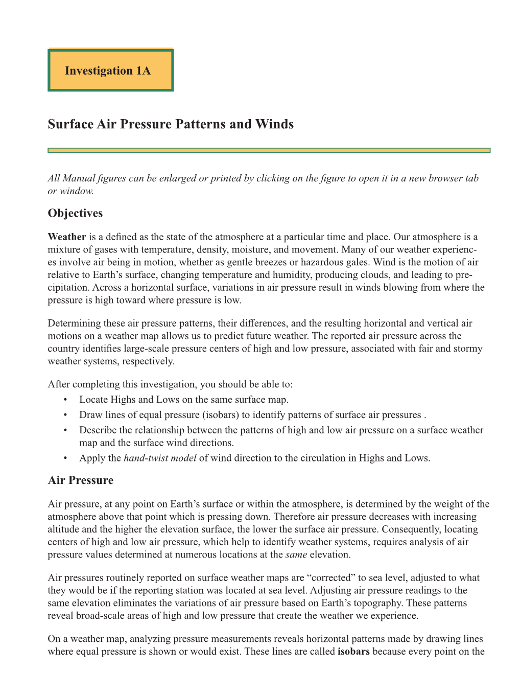 Surface Air Pressure Patterns and Winds