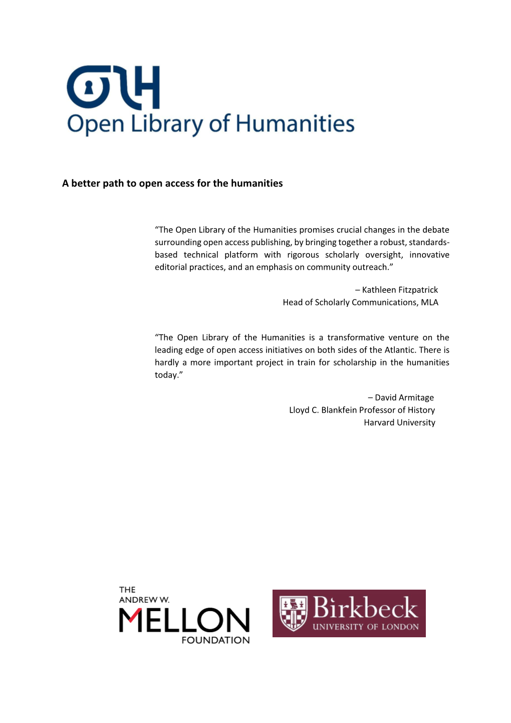 A Better Path to Open Access for the Humanities