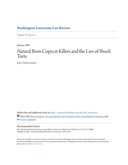Natural Born Copycat Killers and the Law of Shock Torts John Charles Kunich