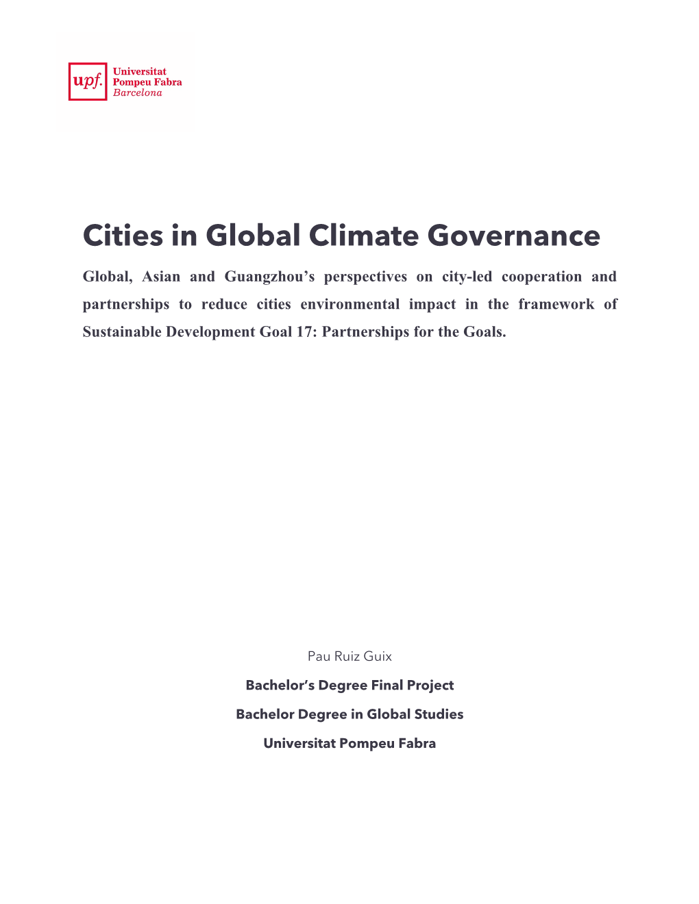 Cities in Global Climate Governance