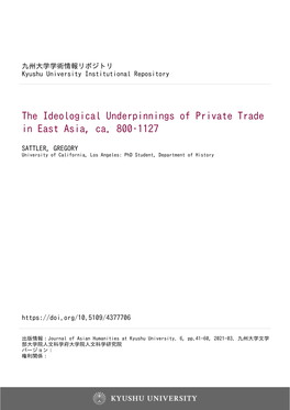 "The Ideological Underpinnings of Private Trade in East Asia, Ca. 800