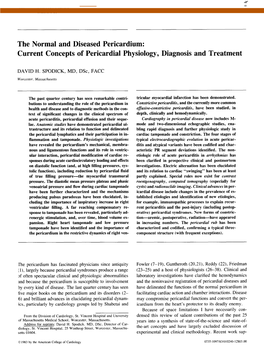 The Normal and Diseased Pericardium: Current Concepts of Pericardial Physiology, Diagnosis and Treatment