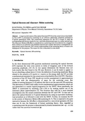 Optical Theorem and Aharonov-Bohm Scattering