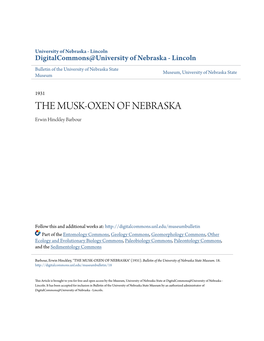 THE MUSK-OXEN of NEBRASKA Erwin Hinckley Barbour