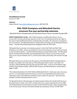 PGA TOUR Champions and Mitsubishi Electric Announce Five