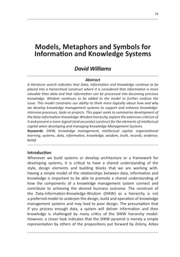 Models, Metaphors and Symbols for Information and Knowledge Systems