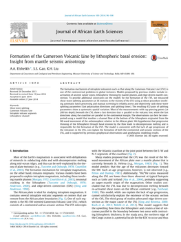 Formation of the Cameroon Volcanic Line by Lithospheric Basal Erosion: Insight from Mantle Seismic Anisotropy ⇑ A.A