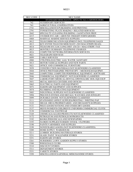 Mcc1 Mcc Code Mcc Name Standard Merchants