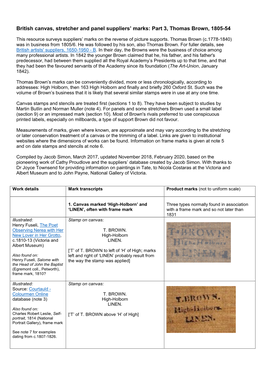 British Canvas, Stretcher and Panel Suppliers' Marks