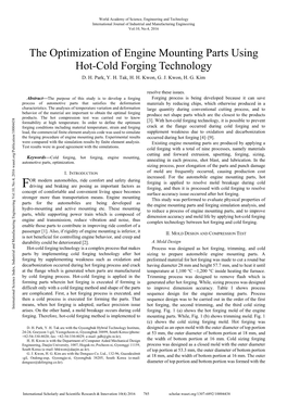 The Optimization of Engine Mounting Parts Using Hot-Cold Forging Technology D