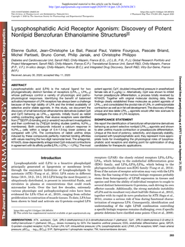 Lysophosphatidic Acid Receptor Agonism: Discovery of Potent Nonlipid Benzofuran Ethanolamine Structures S