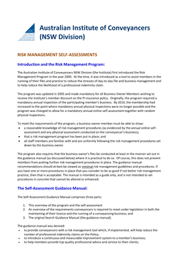 Risk Management Self-Assessments