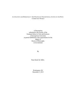 A Dissertation Submitted to the Faculty of the Graduate School of Arts And