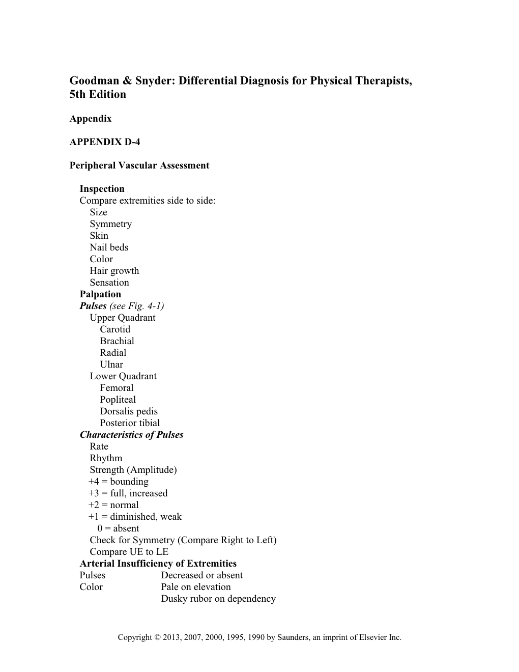 Peripheral Vascular Assessment