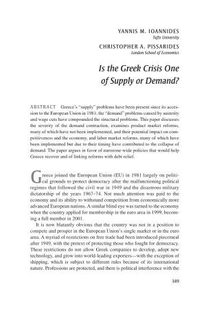 Is the Greek Crisis One of Supply Or Demand?