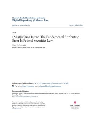 The Fundamental Attribution Error in Federal Securities Law