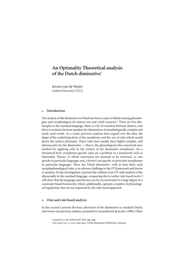 An Optimality Theoretical Analysis of the Dutch Diminutive"