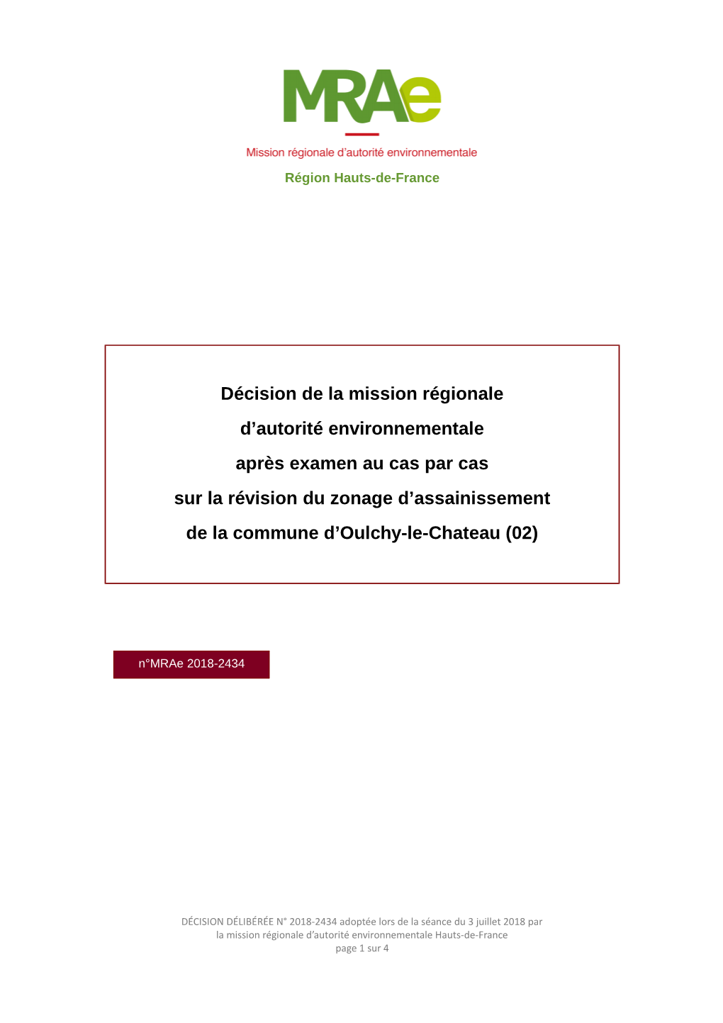 Décision De La Mission Régionale D'autorité Environnementale Après