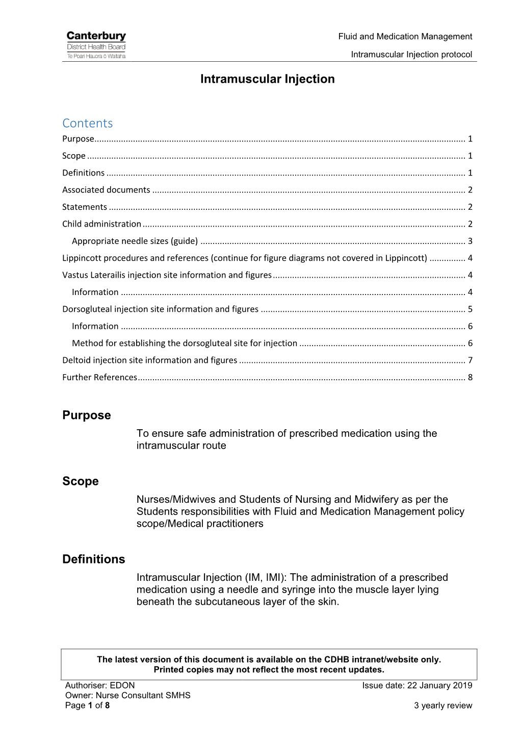 Intramuscular Injections Policy