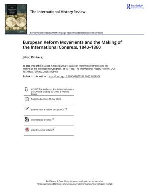 European Reform Movements and the Making of the International Congress, 1840–1860