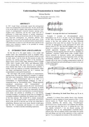 Understanding Ornamentation in Atonal Music Michael Buchler College of Music, Florida State University, U.S.A