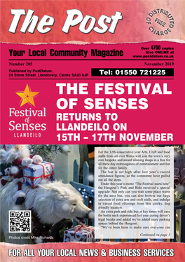 The Festival of Senses Returns to Llandeilo on 15Th – 17Th November