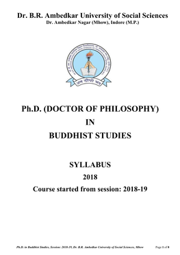 Ph.D. (DOCTOR of PHILOSOPHY) in BUDDHIST STUDIES