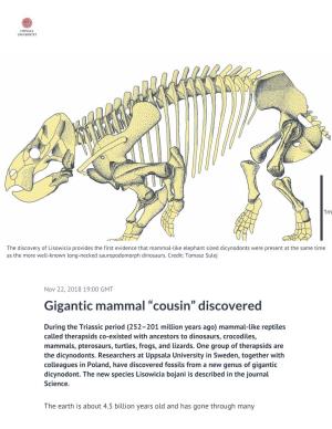 Gigantic Mammal “Cousin” Discovered