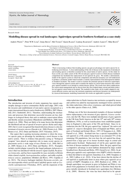 Modelling Disease Spread in Real Landscapes: Squirrelpox Spread in Southern Scotland As a Case Study