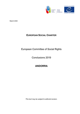 European Committee of Social Rights Conclusions 2019 ANDORRA