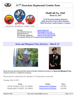 517 Parachute Regimental Combat Team Mailcall No. 2263