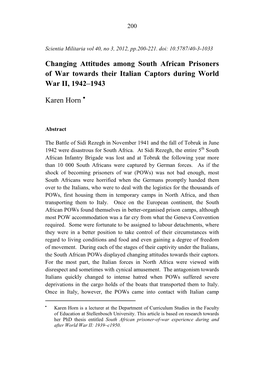 Changing Attitudes Among South African Prisoners of War Towards Their Italian Captors During World War II, 1942–1943