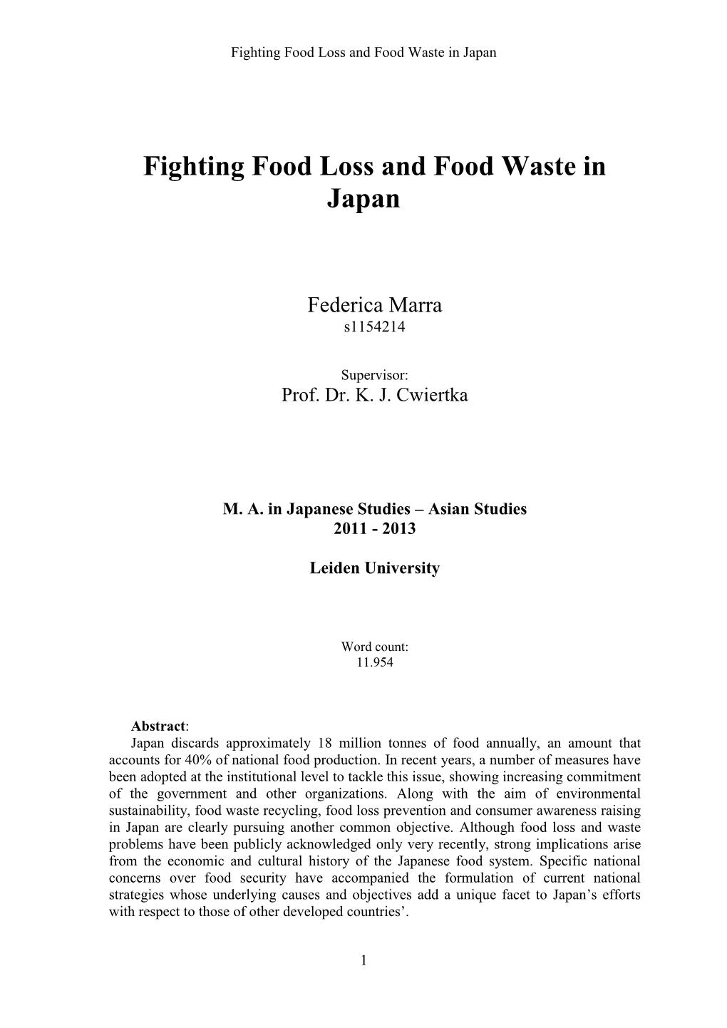 Fighting Food Loss and Food Waste in Japan