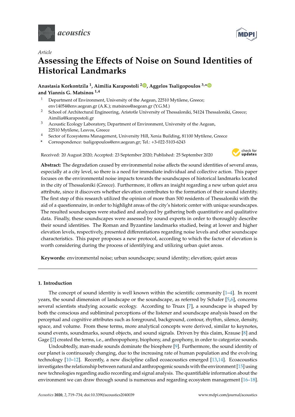 Acoustics Assessing the Effects of Noise on Sound Identities Of