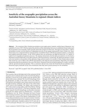 Sensitivity of the Orographic Precipitation Across the Australian Snowy Mountains to Regional Climate Indices