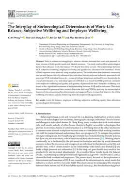 The Interplay of Socioecological Determinants of Work–Life Balance, Subjective Wellbeing and Employee Wellbeing