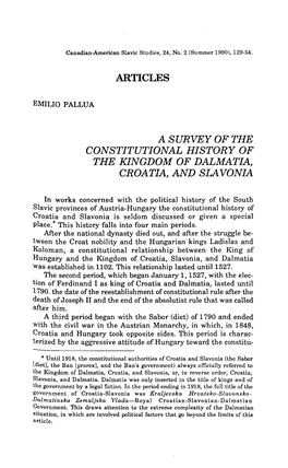Articles a Survey of the Constitutional History Of