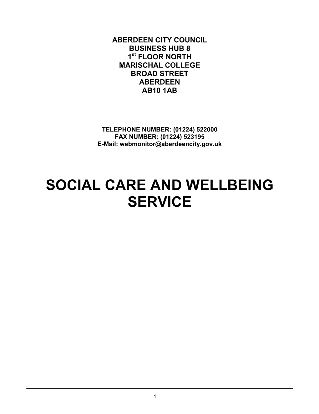 Social Care and Wellbeing Service