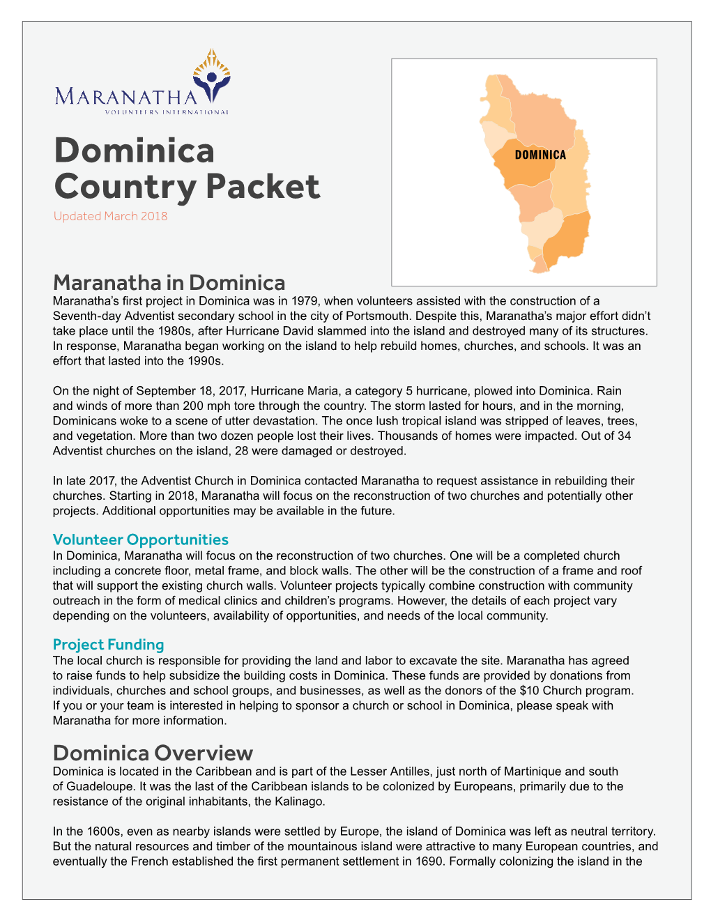 DOMINICA Country Packet Updated March 2018