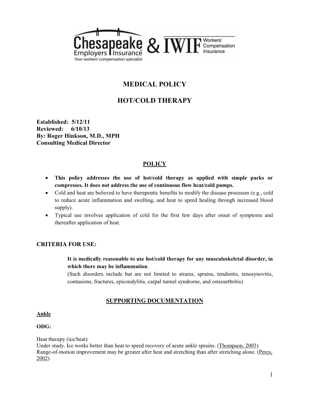 Medical Policy Hot/Cold Therapy