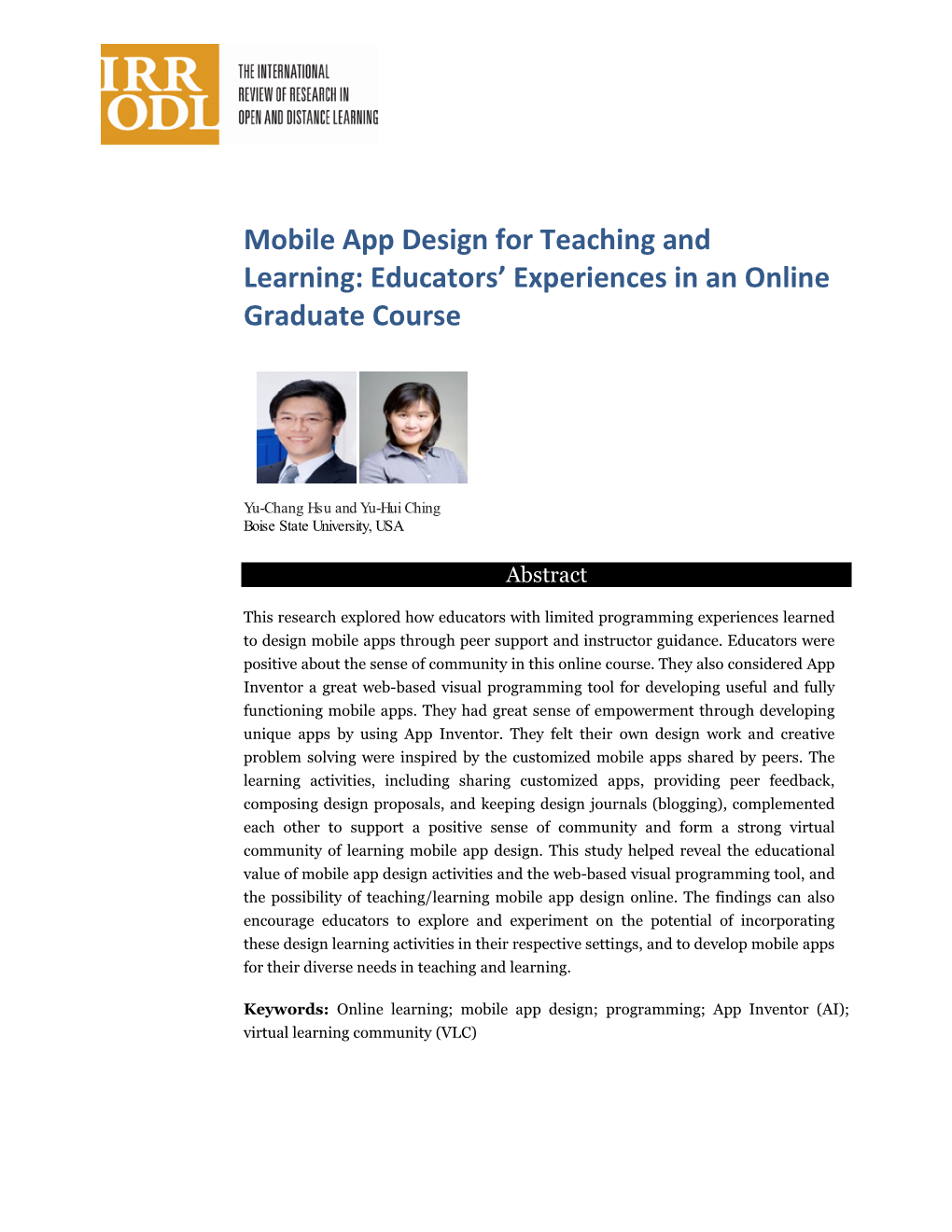 Mobile App Design for Teaching and Learning: Educators’ Experiences in an Online Graduate Course