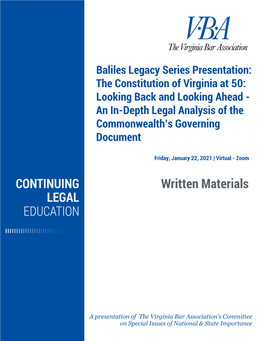 Virginia Constitution, Which Went Into Effect in 1971