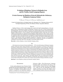 Evolution of Rajabasa Volcano in Kalianda Area and Its Vicinity, South Lampung Regency