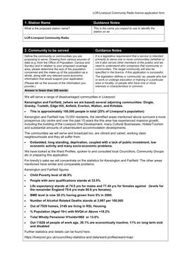 LCR-Liverpool Community Radio Licence Application Form