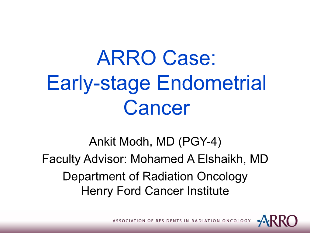 Early-Stage Endometrial Cancer - DocsLib