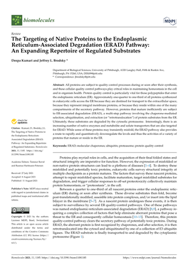 (ERAD) Pathway: an Expanding Repertoire of Regulated Substrates