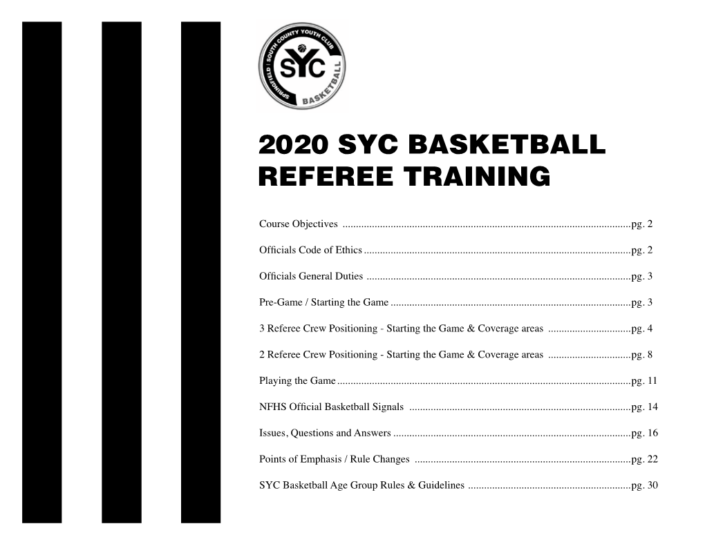 2020 Syc Basketball Referee Training