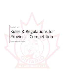 Rules & Regulations for Provincial Competition