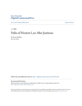 Paths of Western Law After Justinian M
